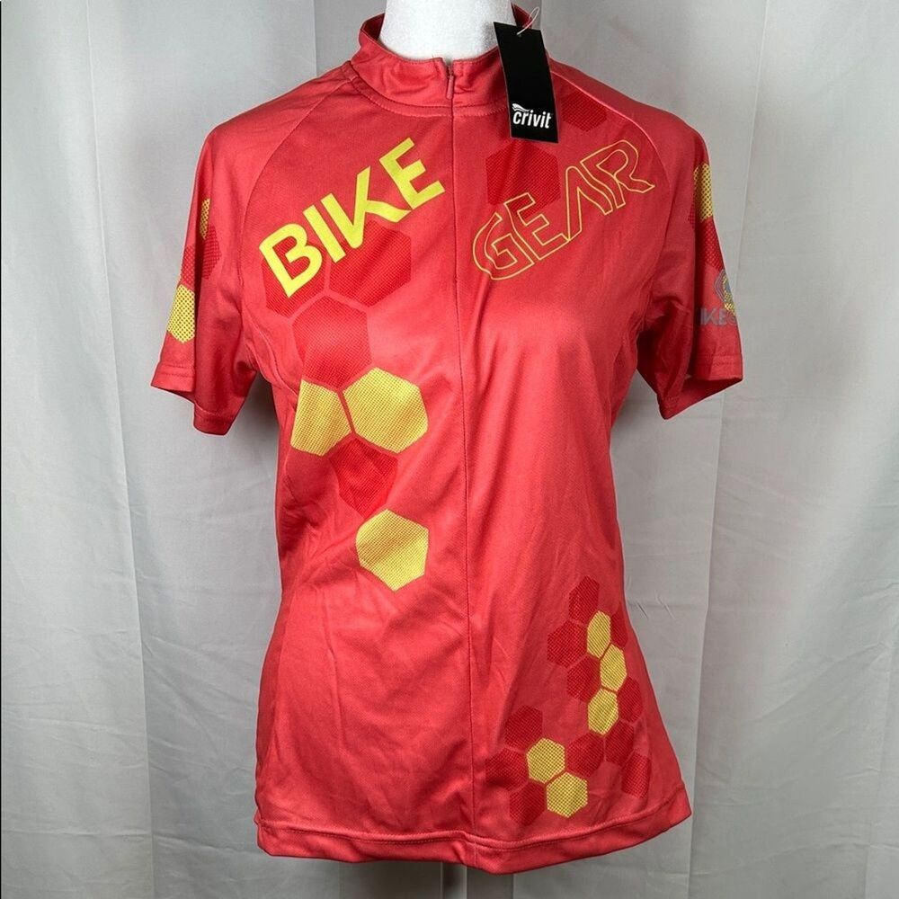 Crivit Women’s Cycling Jersey Size Medium Orange Yellow 1/4 Zip